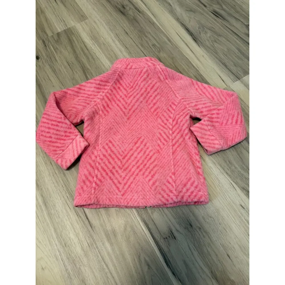 Girl's Size 3T Columbia Pink Patterned Fleece Full Zip Up Jacket